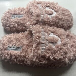 True Religion Blush Fuzzy Slippers